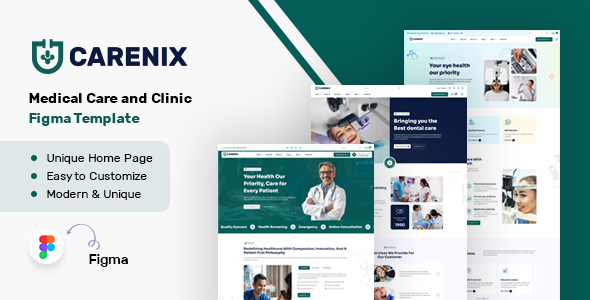 Carenix - Medical Care and Clinic Figma Template