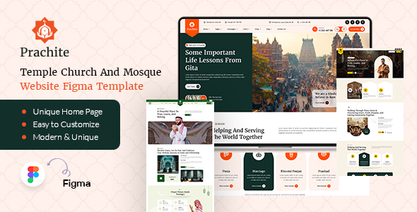Prachite – Temple Church And Mosque Website Figma Template