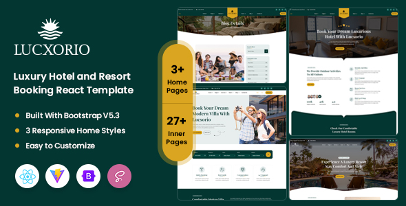 Lucxorio - Luxury Hotel and Resort Booking React Template