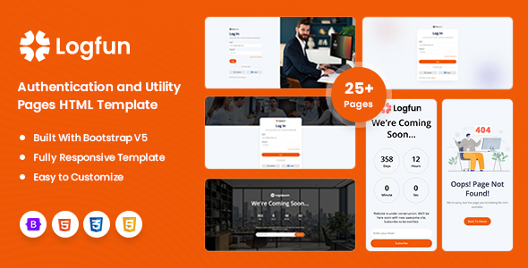 Logfun - Authentication and Utility Pages HTML Template