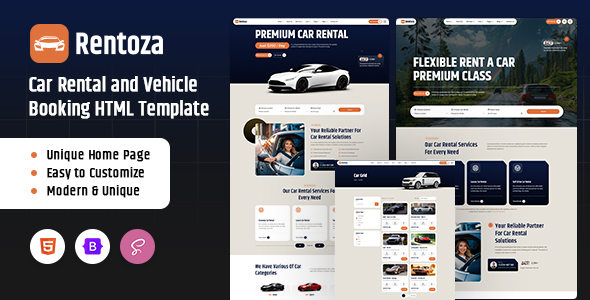 Rentoza - Car Rental and Vehicle Booking HTML Template